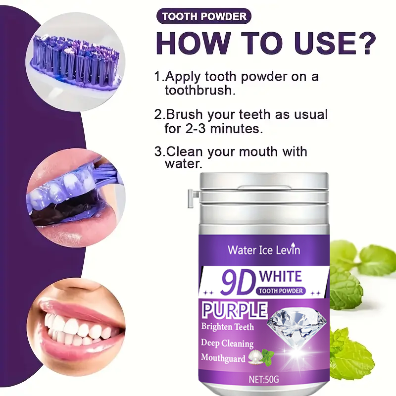 9D White Purple Toothpowder. B - Teeth Whitening Mouth Guard 리뷰 및 가격
