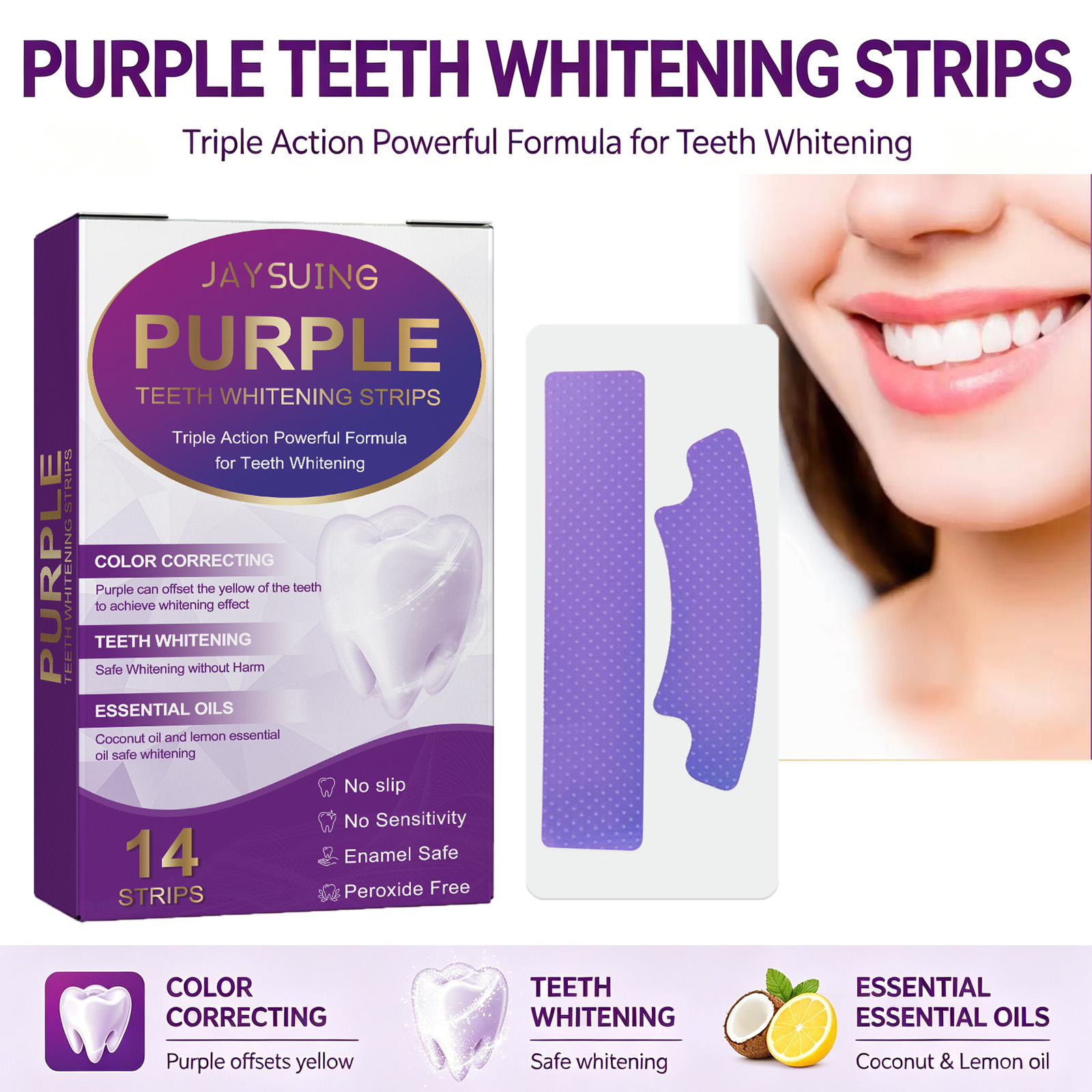 Purple Teeth Whitening Strips  - Teeth Whitening Home Kit 리뷰 및 가격
