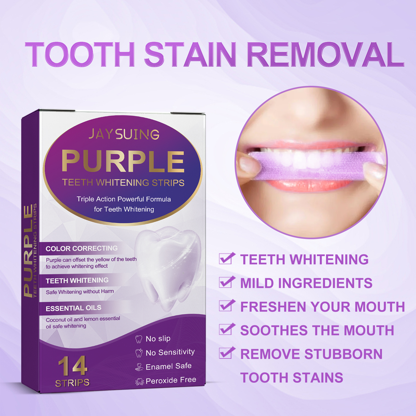 Purple Teeth Whitening Strips  - Teeth Whitening Home Kit 리뷰 및 가격